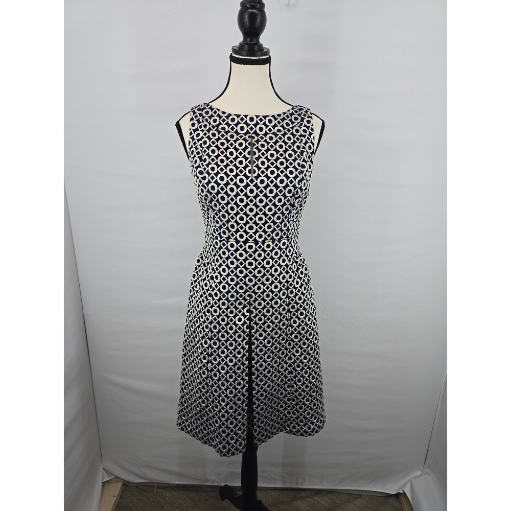 Lauren Ralph Lauren Navy Gold Geometric Jacquard Keyhole Sheath Dress 4